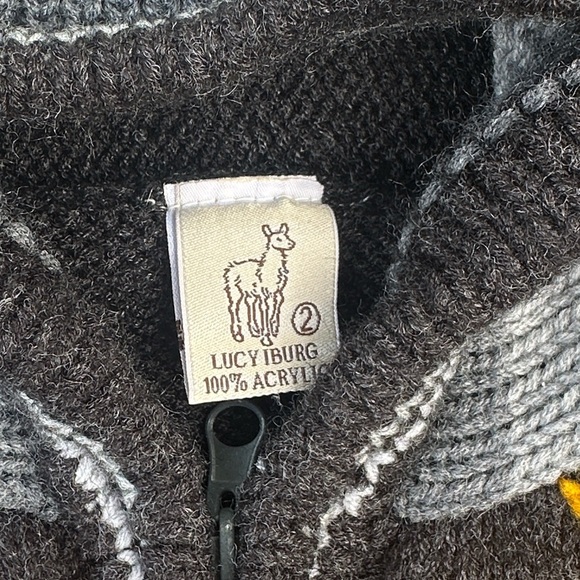 Lucy Iberg Handknit Toddler Boys Hooded Acrylic Cardigan Sweater Size 2 Cozy - Picture 4 of 6